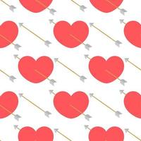 seamless, patrón, de, corazones, y, flechas vector