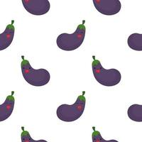 eggplant vegetable seamless pattern with cheerful face vector