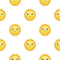 sun seamless pattern with cheerful face 3 vector