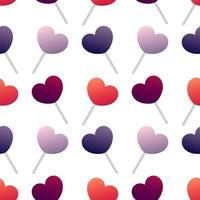 seamless pattern of heart shaped lollipops in color gradation vector