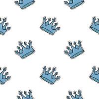 hand drawn seamless pattern queen crown with colored version vector