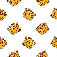 seamless pattern hand drawn kings crown with colored version vector