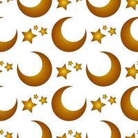 seamless pattern of moon and stars with color gradation vector