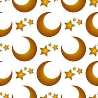 patrón transparente de luna y estrellas con gradación de color vector