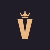 lujo vintage inicial letra v trono con corona clásica etiqueta premium inspiración para el diseño del logotipo vector