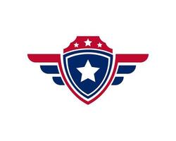 Emblem American Veteran Flag Emblem Wings with Shield Patriotic Logo Design Template Element vector