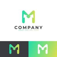 Creative Initial Letter M Logo Arrow. Yellow and Green Shape with Negative Space Arrow inside. Usable for Business and Branding Logos. Flat Vector Logo Design Ideas Template Element. Eps10 Vector