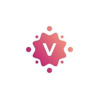 Smart and Creative Letter V Logo Design Template with  Dots or Points. Geometric Dot Circle Science Medicine Sign. Universal Energy Tech Planet Star Atom Vector Icon Element