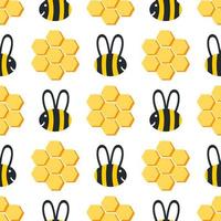 bee and beehive seamless pattern vector