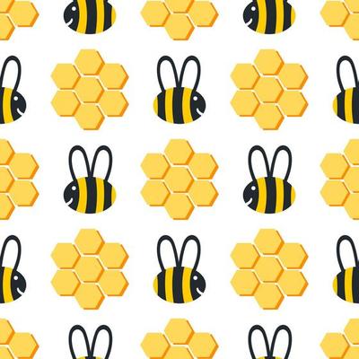 bee and beehive seamless pattern