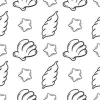 seashell hand drawn seamless pattern vector