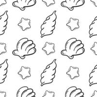 seashell hand drawn seamless pattern vector