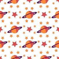 Saturn and stars planet seamless pattern vector