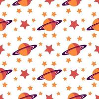 Saturn and stars planet seamless pattern vector