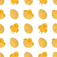 seamless pattern of chicks and chicken eggs vector