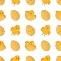 seamless pattern of chicks and chicken eggs vector