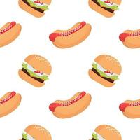 burger and hotdog seamless pattern vector