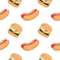 burger and hotdog seamless pattern vector