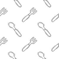 hand drawn spoon and fork seamless pattern vector