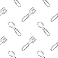 hand drawn spoon and fork seamless pattern vector