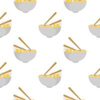seamless pattern of boiled eggs and noodles vector