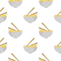 seamless pattern of boiled eggs and noodles vector