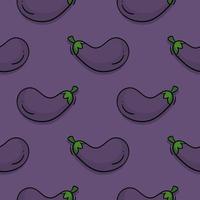 eggplant vegetable hand drawn seamless pattern vector