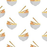 seamless pattern of noodles and meatballs vector