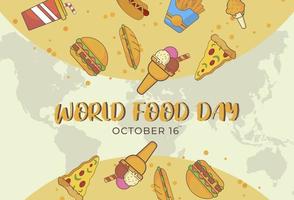 Flat Design Illustration Of World Food Day Template, Design Suitable For Posters, Backgrounds, Greeting Cards, World Food Day Themed vector