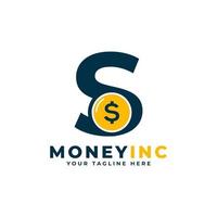 logotipo de efectivo. letra s con plantilla de diseño de logotipo de dinero de moneda vector