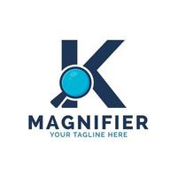 Search Logo. Letter K Magnifying Glass Logo Design vector
