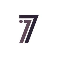 Number 7 Logo Multiple Line Style with Dot Symbol Icon Vector Design Inspiration