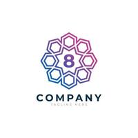 Number 8 Inside Hexagon Shape Logo Design Template Element vector