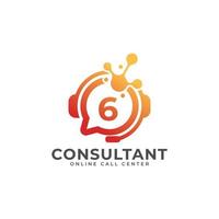 Consulting Logo Icon. Online Consultant Number 6 Logo Design Template vector