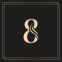 Elegant Number 8 Graceful Royal Calligraphic Beautiful Logo. Vintage Gold Drawn Emblem for Book Design, Brand Name, Business Card, Restaurant, Boutique, or Hotel vector
