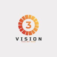 vision Number 3 Logo Design Template Element vector