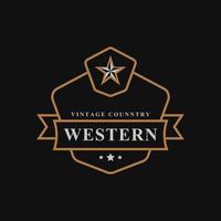 Vintage Retro Badge for Western Country Emblem Texas Logo Design Template Element vector