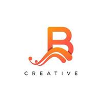 Corporation Initial B Letter Logo With Creative Swoosh Liquid Gradient Color, Vector Template Element