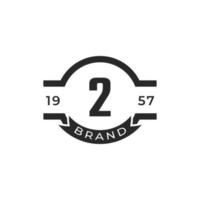 Vintage Insignia Number 2 Logo Design Template Element. Suitable for Identity, Label, Badge, Cafe, Hotel Icon Vector