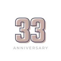 33 Year Anniversary Celebration Vector. Happy Anniversary Greeting Celebrates Template Design Illustration vector