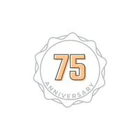 Insignia de vector de celebración de aniversario de 75 años. saludo de feliz aniversario celebra ilustración de diseño de plantilla