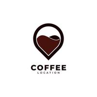 Cafe Shop Point Logo Design. Map Pin Location Combined with Coffee Icon Vector Illustration