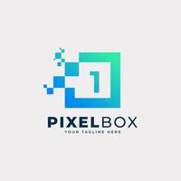 diseño inicial del logotipo de píxel digital número 1. forma geométrica con puntos de píxeles cuadrados. utilizable para logotipos de negocios y tecnología vector