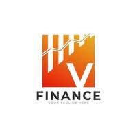 Initial Letter V Chart Bar Finance Logo Design Inspiration vector