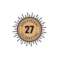 Vintage Retro 27 Year Anniversary Celebration with Firework Color. Happy Anniversary Greeting Celebrates Event Isolated on White Background vector