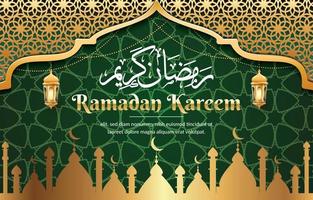 best ramadan kareem background with elegant green and golden colour design