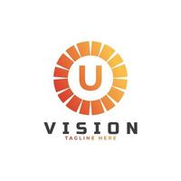 elemento de plantilla de diseño de logotipo de letra inicial u de visión vector