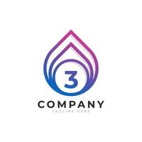 Initial Number 3 with Oil and Gas Logo Design Inspiration vector