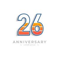 Celebración del 26 aniversario con batería de icono de carga para evento de celebración, boda, tarjeta de felicitación e invitación aislada en fondo blanco vector