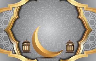 unique islamic background with golden and grey colour design vector